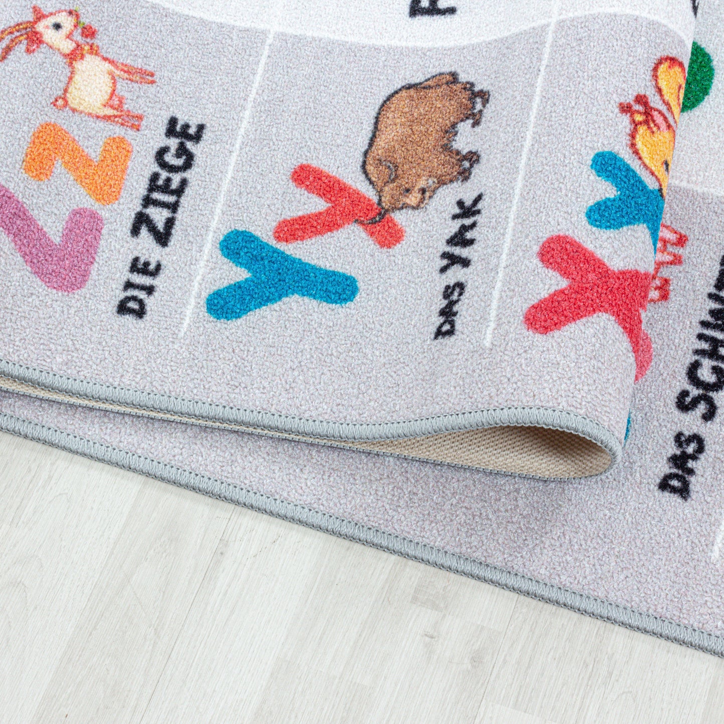 Angeycasa Kinderteppich Alphabet - Buchstaben - Zahlen - Tiere Kinderzimmer