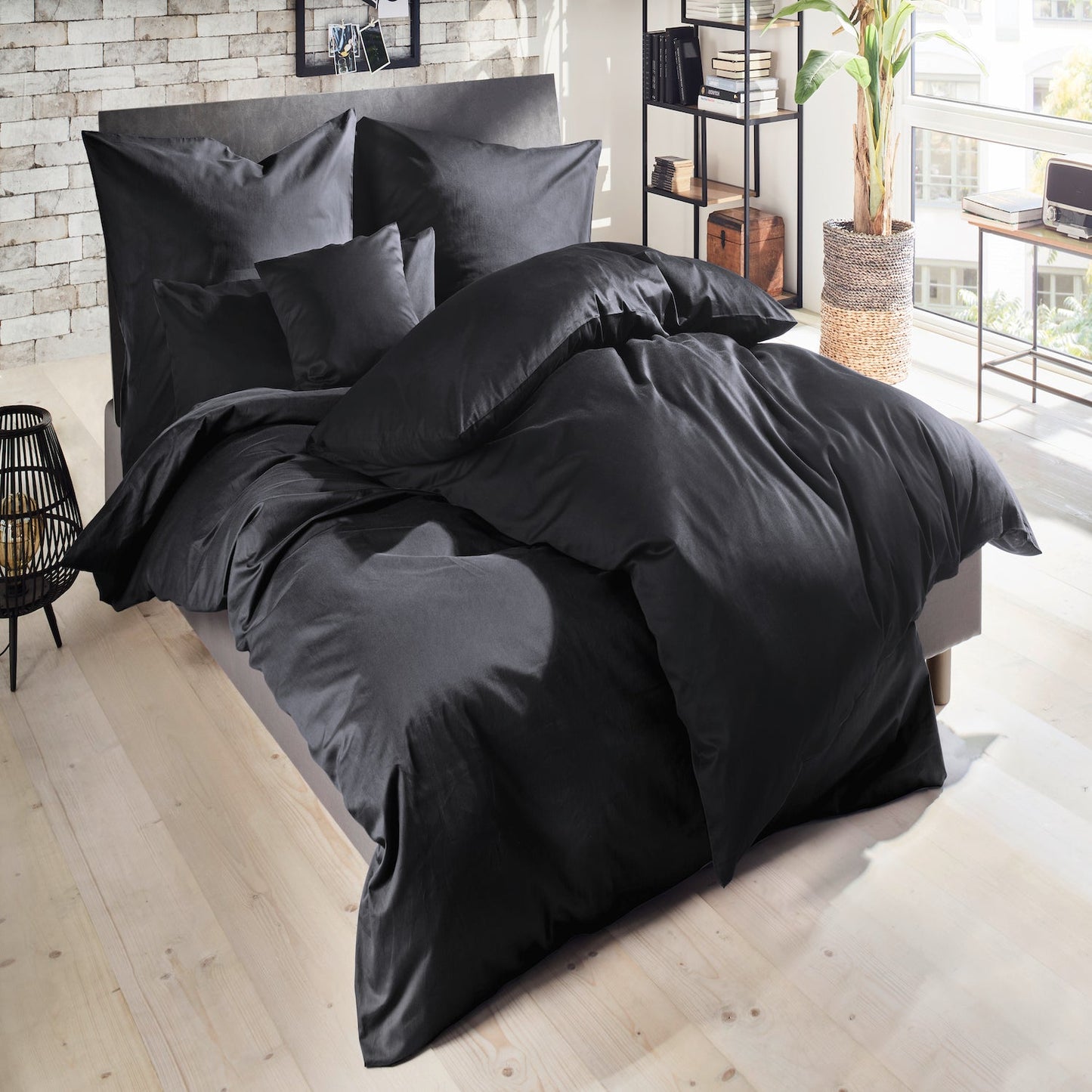 Mako Satin Bettwäsche Uni 100% mercerisierte Baumwolle weich Reißverschluss Schlafzimmer