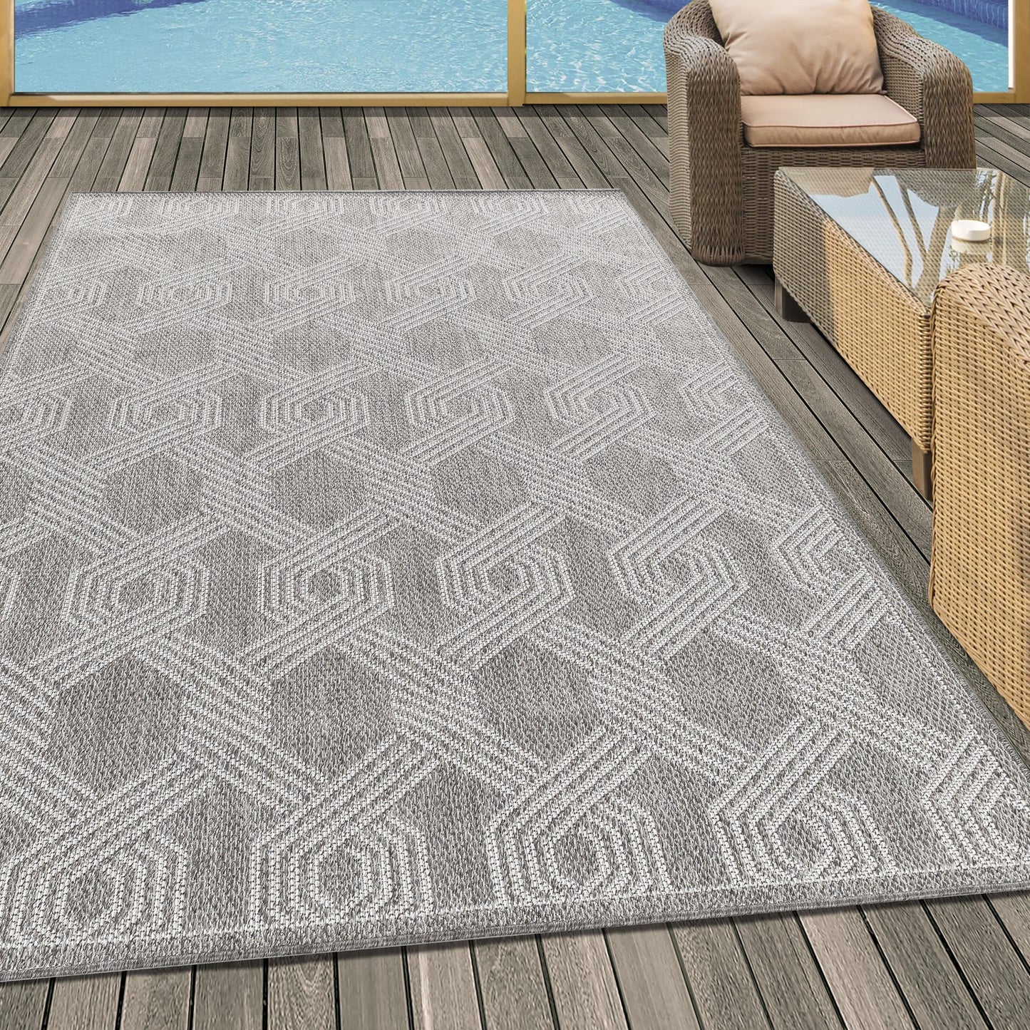 Muster Gartenteppich Sisal Teppich Terrasse